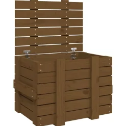 vidaXL Productos Del Hogar-Caja almacenaje madera maciza pino marrón miel 58x40,5x42 cm