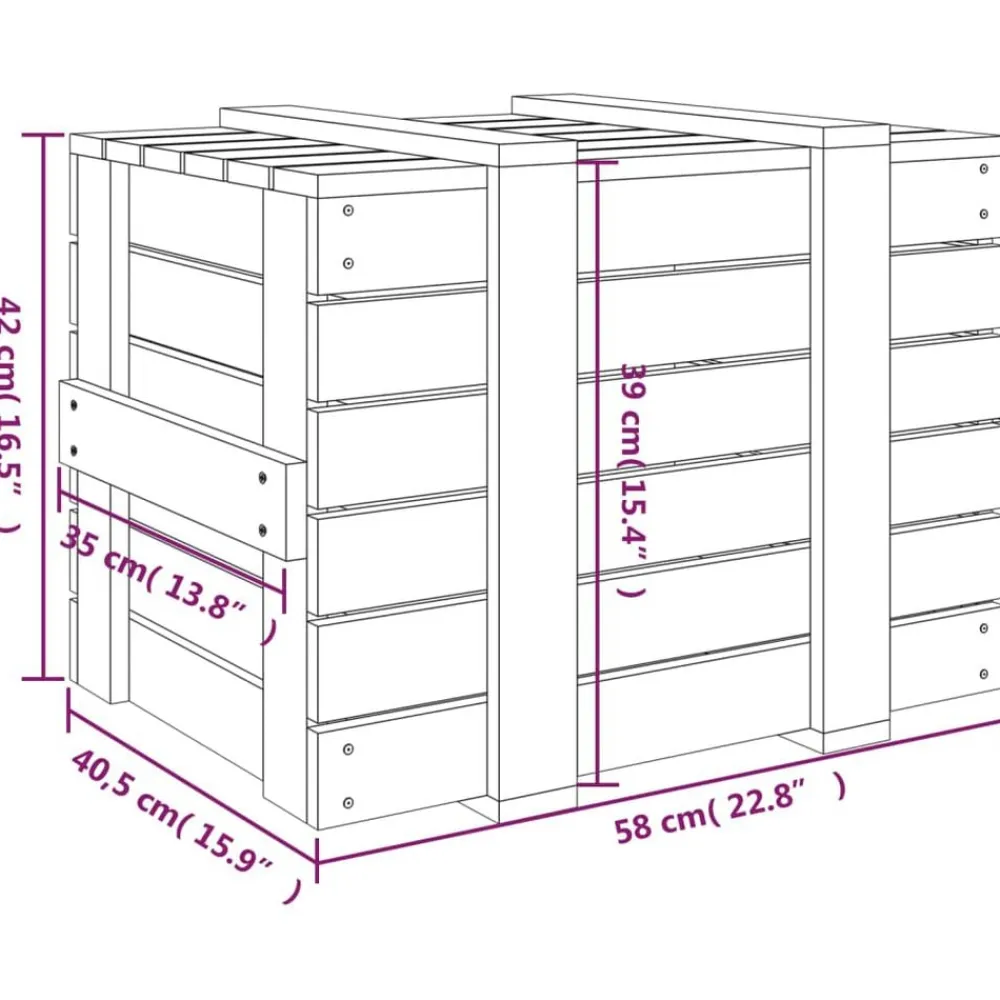 vidaXL Productos Del Hogar-Caja almacenaje madera maciza pino marrón miel 58x40,5x42 cm