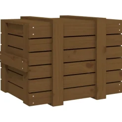 vidaXL Productos Del Hogar-Caja almacenaje madera maciza pino marrón miel 58x40,5x42 cm