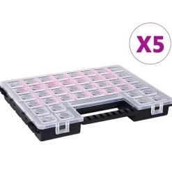 vidaXL Accesorios De Bricolaje-Caja compartimentos 5 uds divisores plástico 385x283x50 mm
