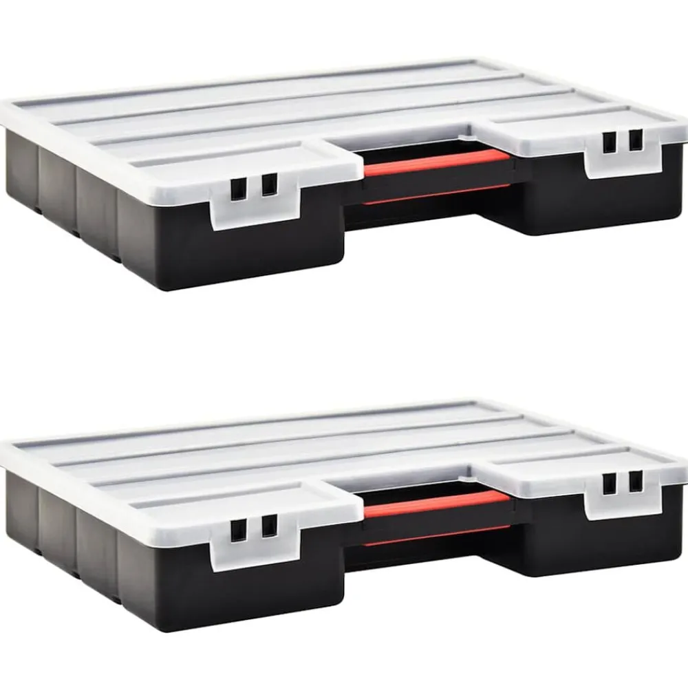 vidaXL Accesorios De Bricolaje-Caja compartimentos 2 uds divisores plástico 460x325x80 mm