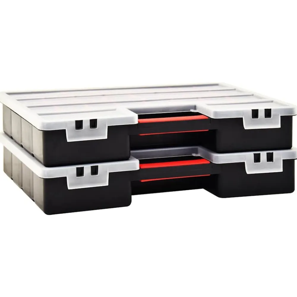 vidaXL Accesorios De Bricolaje-Caja compartimentos 2 uds divisores plástico 460x325x80 mm