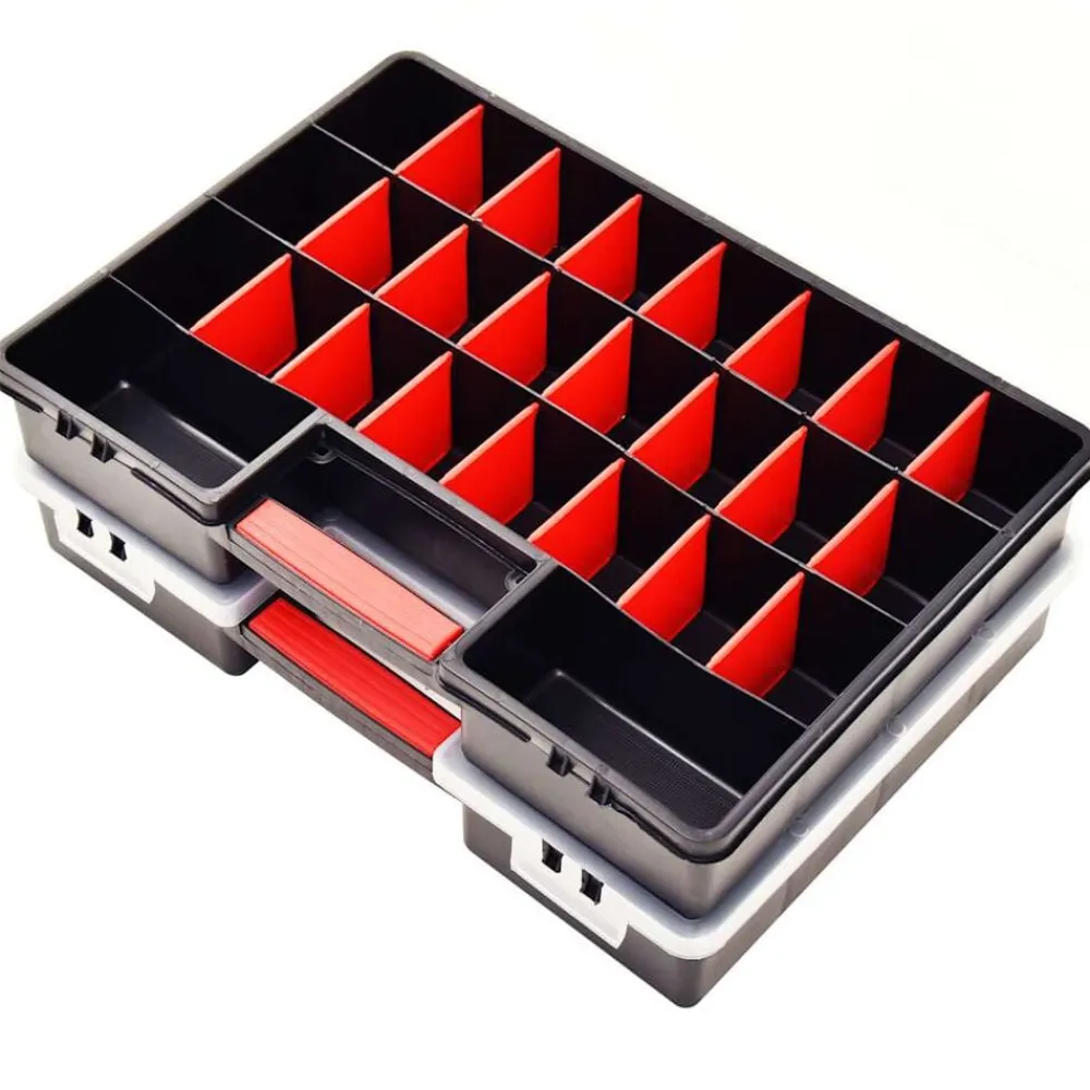 vidaXL Accesorios De Bricolaje-Caja compartimentos 2 uds divisores plástico 460x325x80 mm
