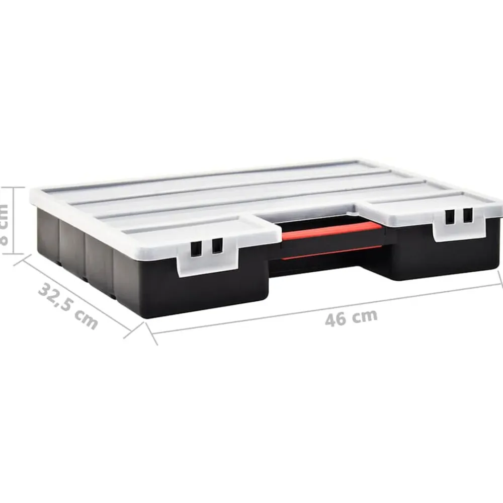 vidaXL Accesorios De Bricolaje-Caja compartimentos 2 uds divisores plástico 460x325x80 mm