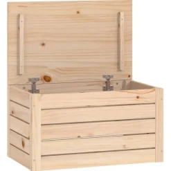 vidaXL Caja de almacenaje madera maciza de pino 59,5x36,5x33 cm Natural Hot