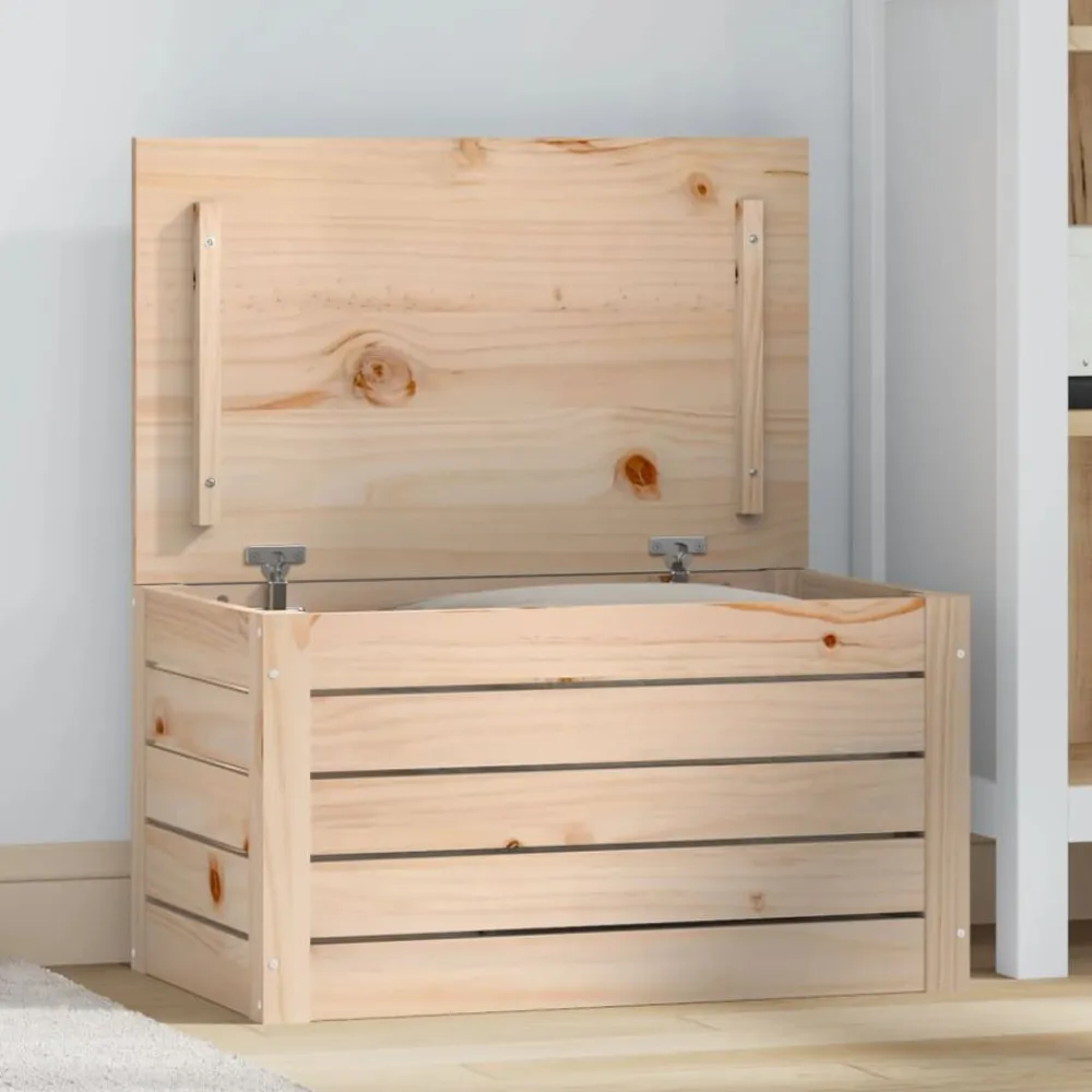 vidaXL Caja de almacenaje madera maciza de pino 59,5x36,5x33 cm Natural Hot