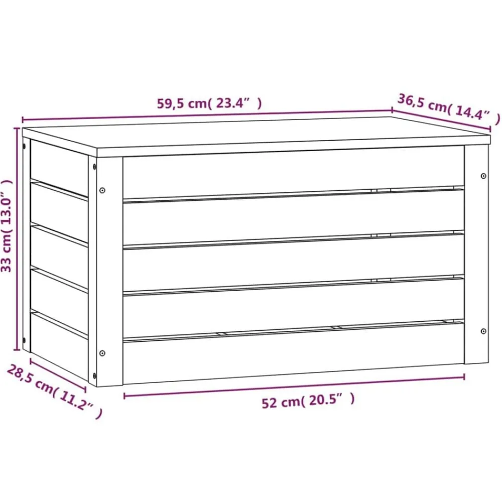 vidaXL Caja de almacenaje madera maciza de pino 59,5x36,5x33 cm Natural Hot