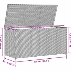 vidaXL Muebles De Jardín-Caja de almacenaje de jardín ratán sintético 120x50x60 cm