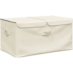 vidaXL Caja de almacenaje tela color 50x30x25 cm Crema New
