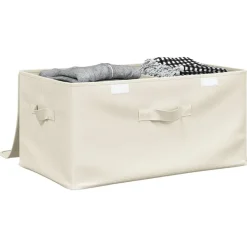 vidaXL Caja de almacenaje tela color 50x30x25 cm Crema New