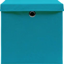 vidaXL Productos Del Hogar-Caja de almacenaje con tapa 4 uds tela azul celeste 32x32x32 cm