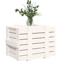 vidaXL Productos Del Hogar-Caja de almacenaje madera maciza de pino blanca 58x40,5x42 cm