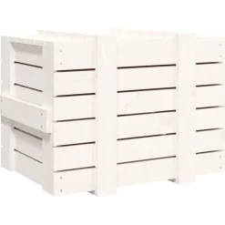 vidaXL Productos Del Hogar-Caja de almacenaje madera maciza de pino blanca 58x40,5x42 cm