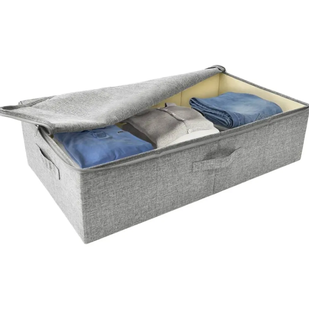 vidaXL Caja de almacenaje tela 70x40x18 cm Gris Outlet