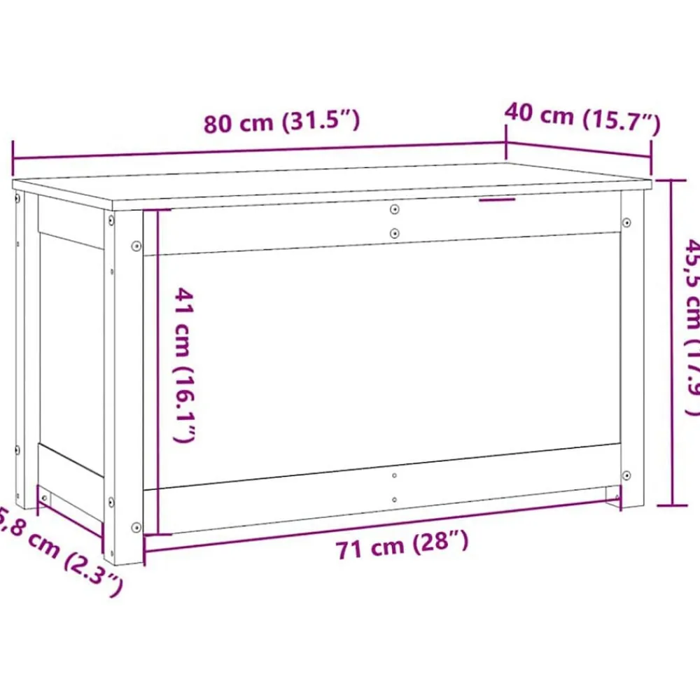 vidaXL Caja de almacenaje madera maciza de pino 80x40x45,5 cm Blanco Best