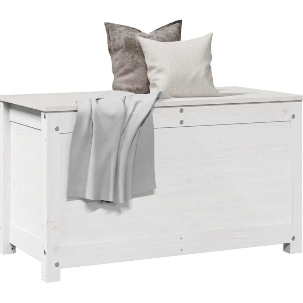 vidaXL Caja de almacenaje madera maciza de pino 80x40x45,5 cm Blanco Best