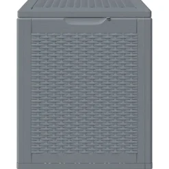 vidaXL Caja de almacenaje para jardín PP aspecto de ratán 90 L Gris Sale