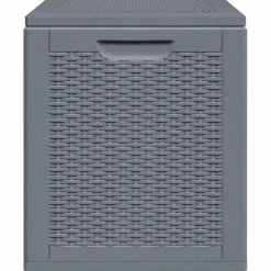 vidaXL Caja de almacenaje para jardín PP aspecto de ratán 90 L Gris Sale