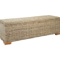 vidaXL Caja de almacenaje madera de caoba y ratán Kubu natural 110 cm Marrón Online