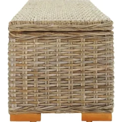 vidaXL Caja de almacenaje madera de caoba y ratán Kubu natural 110 cm Marr&oacute;n Online