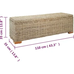 vidaXL Caja de almacenaje madera de caoba y ratán Kubu natural 110 cm Marr&oacute;n Online