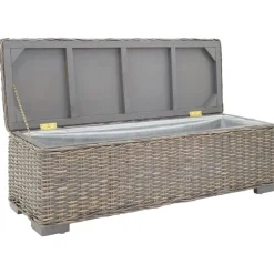 vidaXL Caja de almacenaje madera caoba y ratán Kubu natural 110cm Gris Hot