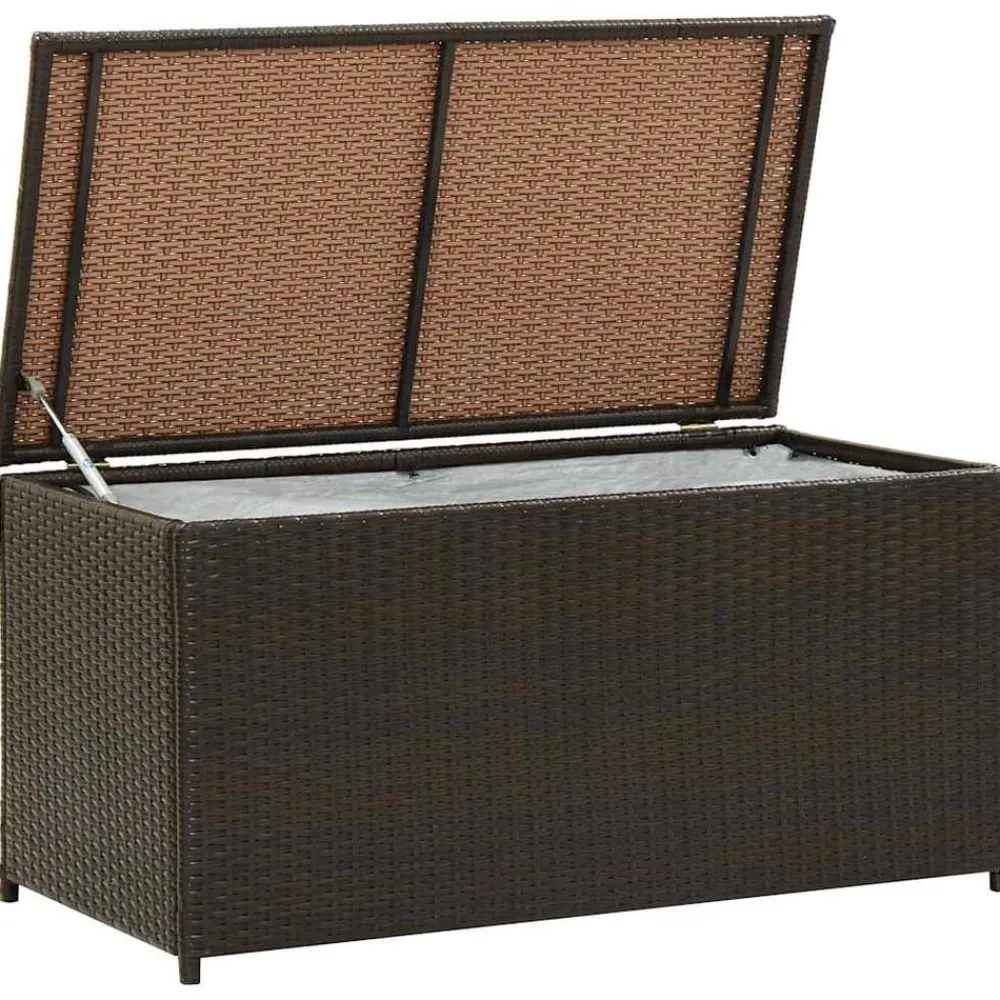 vidaXL Muebles De Jardín-Caja de almacenaje jardín ratán sintético marrón 100x50x50 cm