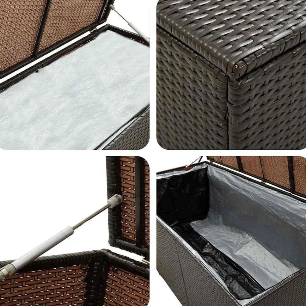 vidaXL Muebles De Jardín-Caja de almacenaje jardín ratán sintético marrón 100x50x50 cm