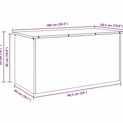 vidaXL Productos Del Hogar-Caja de Almacenamiento Exterior 100 x 50,5 x 50 cm Acero