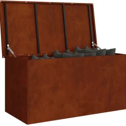 vidaXL Caja de Almacenamiento Exterior Oxidado 100 x 50,5 x 50 cm Acero oxidado Discount