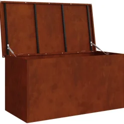 vidaXL Caja de Almacenamiento Exterior Oxidado 100 x 50,5 x 50 cm Acero oxidado Discount