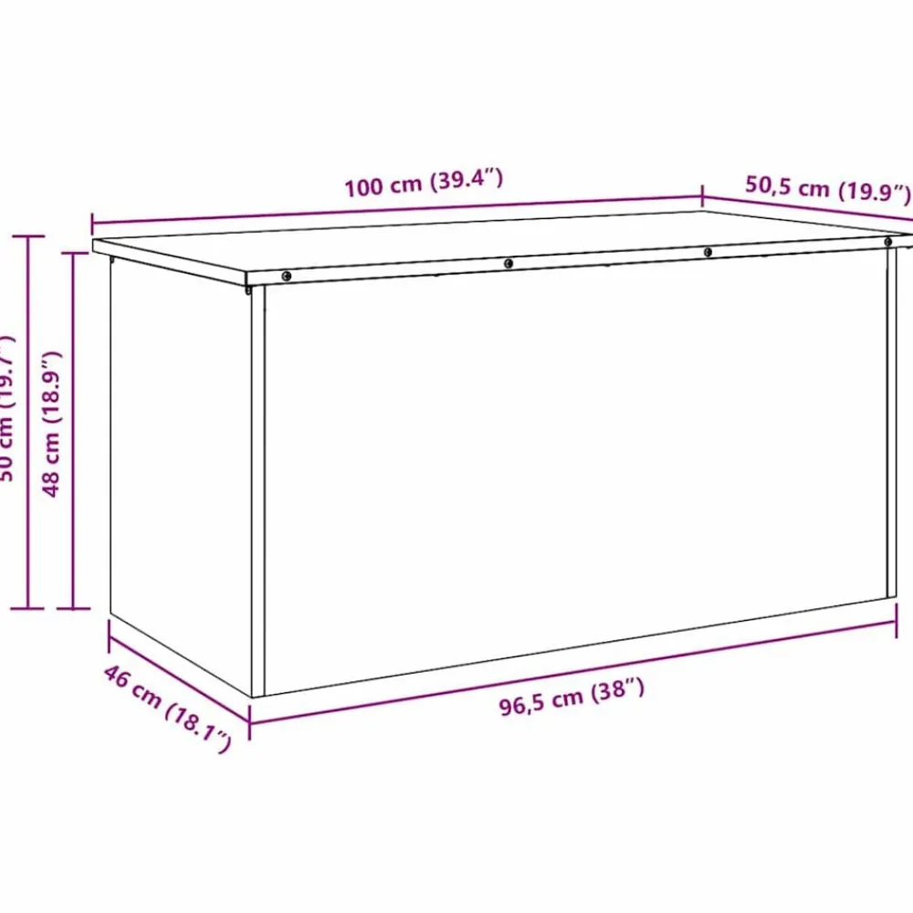vidaXL Caja de Almacenamiento Exterior Plateado 100 x 50,5 x 50 cm Acero galvanizado Clearance