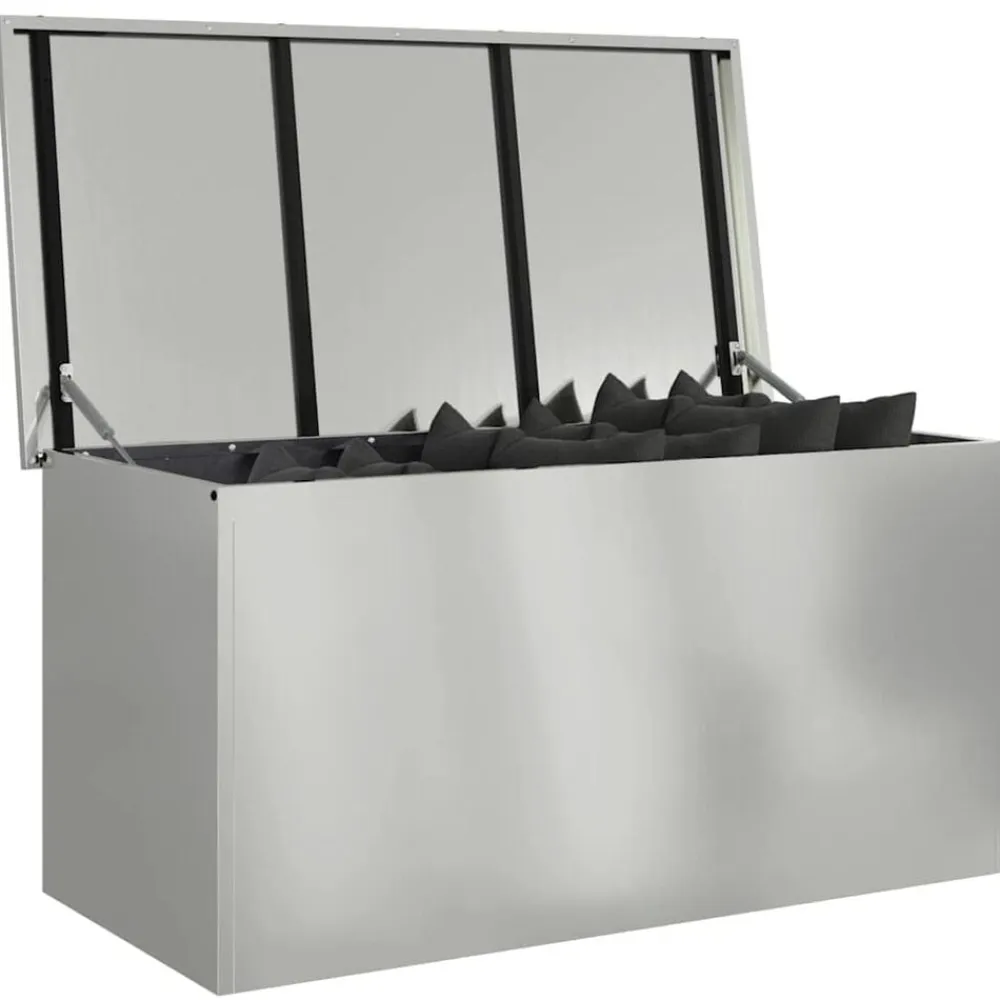 vidaXL Caja de Almacenamiento Exterior Plateado 100 x 50,5 x 50 cm Acero galvanizado Clearance