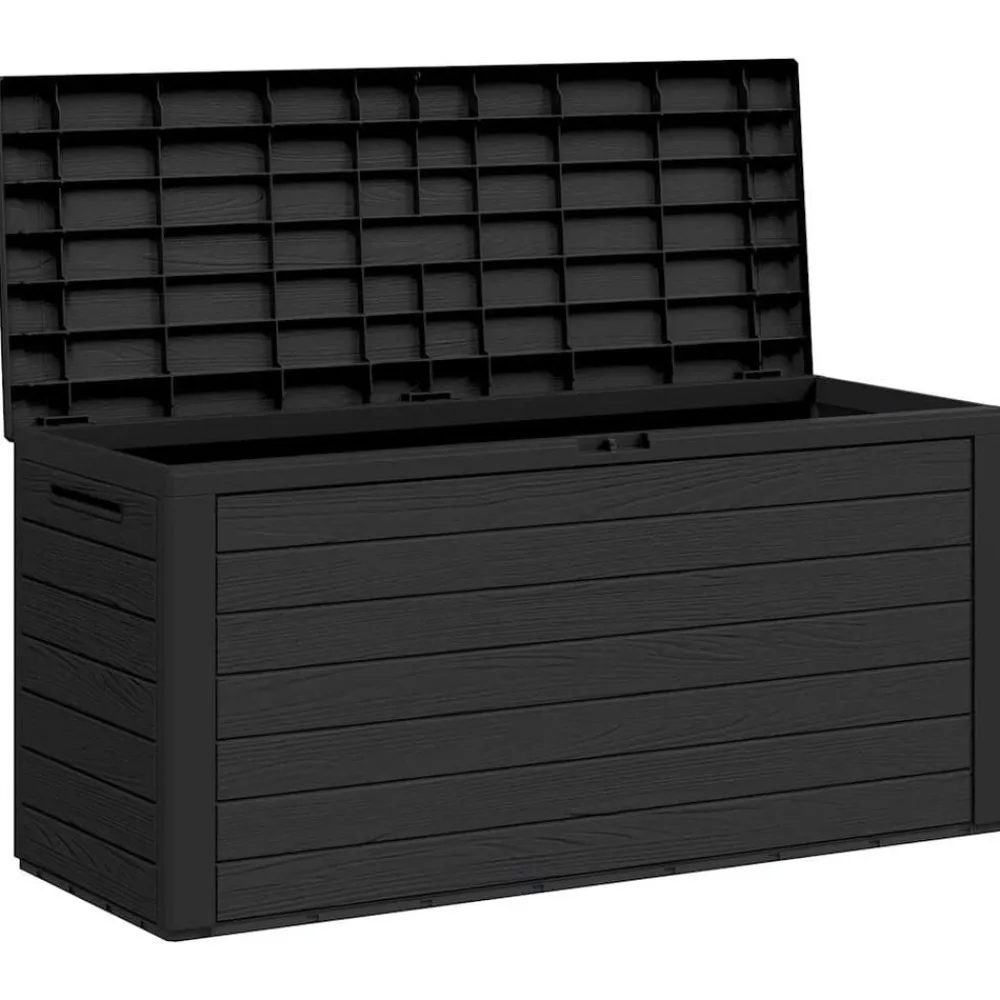 vidaXL Muebles De Jardín-Caja de almacenamiento de jardín gris 116x44x55 cm