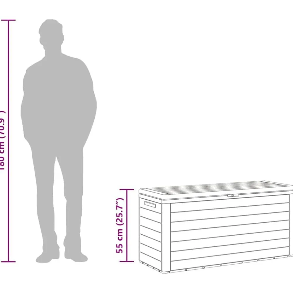 vidaXL Muebles De Jardín-Caja de almacenamiento de jardín gris 116x44x55 cm