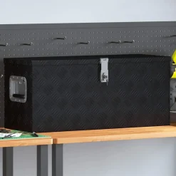 vidaXL Accesorios De Bricolaje-Caja de aluminio negra 80x30x35 cm