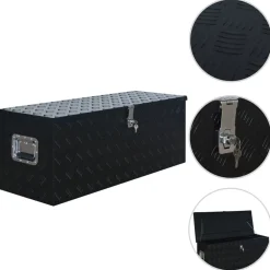 vidaXL Accesorios De Bricolaje-Caja de aluminio 1085x370x400 mm negra