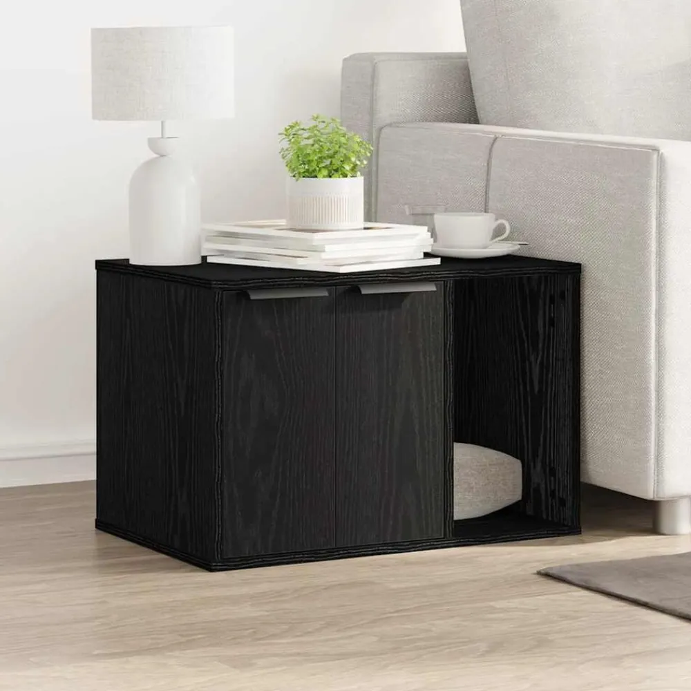 vidaXL Caja de arena para gatos de , 60 x 40 x 40 cm, madera de ingeniería Roble negro Best