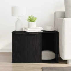 vidaXL Caja de arena para gatos de , 60 x 40 x 40 cm, madera de ingeniería Roble negro Best