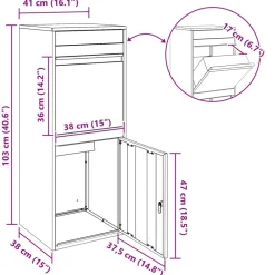 vidaXL Decoración-Caja de entrega de paquetes 41 x 38 x 103 cm Acero