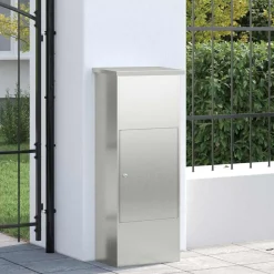 vidaXL Caja de entrega de paquetes Negro 44,5 x 29 x 110,5 cm Acero galvanizado New
