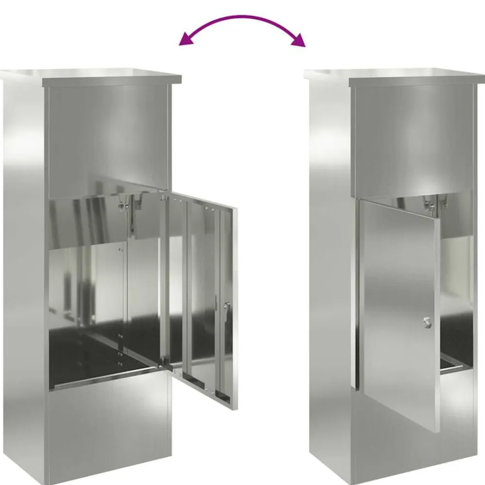 vidaXL Caja de entrega de paquetes Negro 44,5 x 29 x 110,5 cm Acero galvanizado New