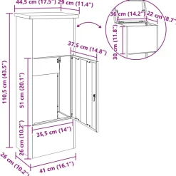 vidaXL Caja de entrega de paquetes 44,5 x 29 x 110,5 cm Acero Negro