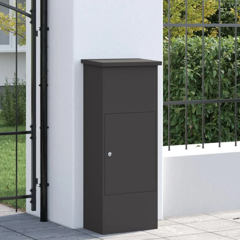 vidaXL Caja de entrega de paquetes 44,5 x 29 x 110,5 cm Acero Negro