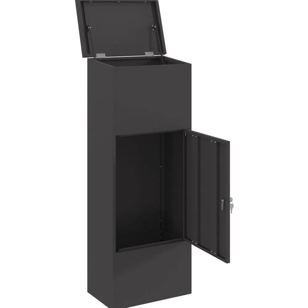 vidaXL Caja de entrega de paquetes 44,5 x 29 x 110,5 cm Acero Negro