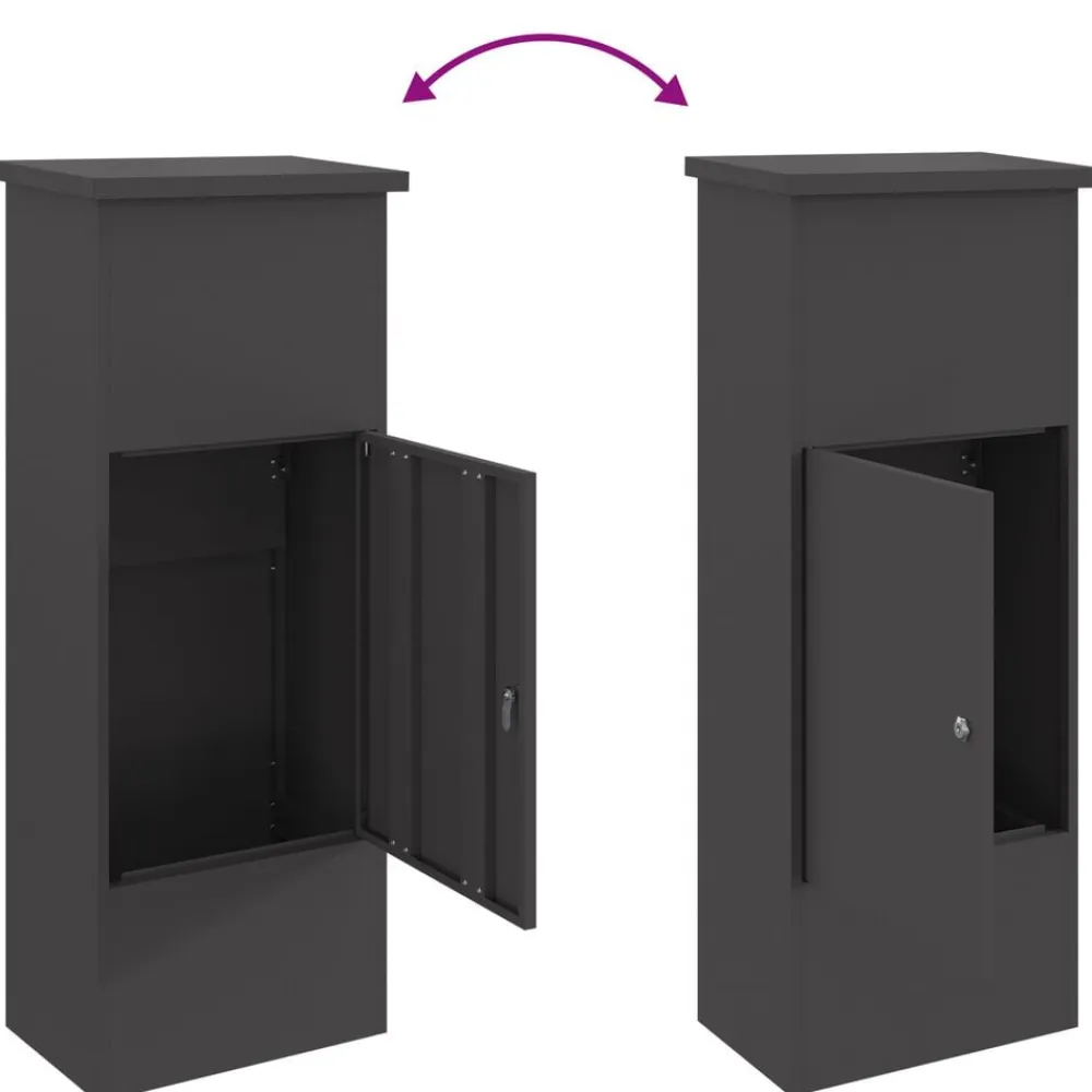 vidaXL Caja de entrega de paquetes 44,5 x 29 x 110,5 cm Acero Negro