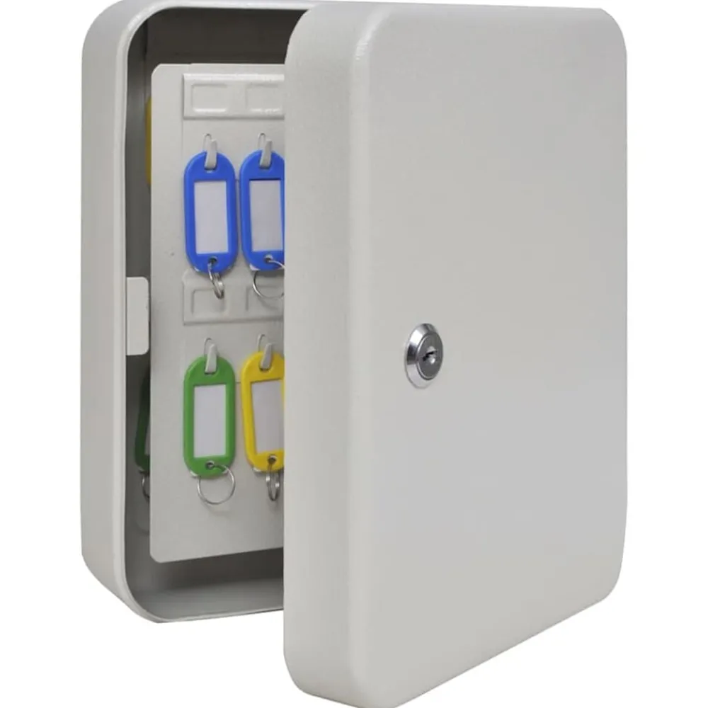 vidaXL Caja de Llaves con cerradura Marfil 20 x 7,5 x 25 cm Acero Best