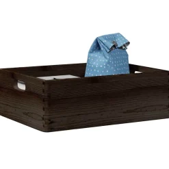 vidaXL Caja de madera con asas madera maciza pino negra 40x30x13 cm Negro Sale