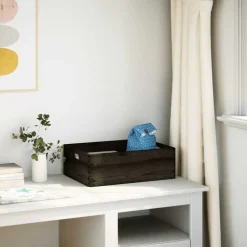 vidaXL Caja de madera con asas madera maciza pino negra 40x30x13 cm Negro Sale