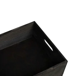 vidaXL Caja de madera con asas madera maciza pino negra 40x30x13 cm Negro Sale